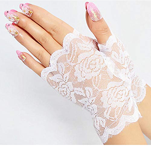 Ladies 80s Lace Gloves Elegant Short Gloves Courtesy Gloves for Wedding Dinner Party Fingerless Gloves Bridal Dress