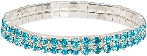 Double Tier Swarovski Element Stretch Caribbean Blue Crystal Bracelet