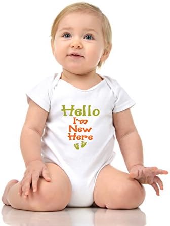 I AM New HERE - Funny New Baby Born Romper Onesie Unisex Warpped and Protected with A Clear Poly Bag