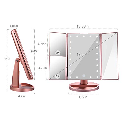 2 Lighted+Magnification+Rotation+Portable+Trifold