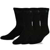 TeeHee Viscose from Bamboo Diabetic Crew Socks 3-Pack (10-13, Black)