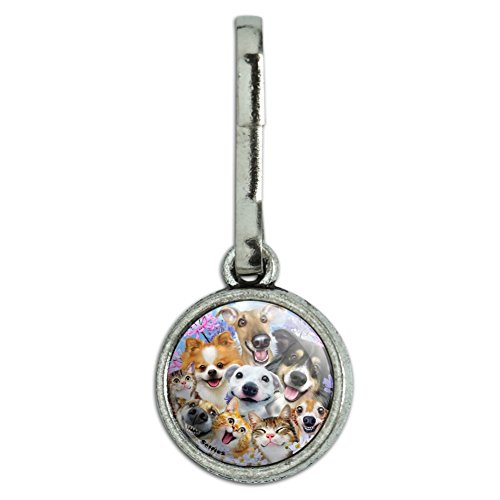 Graphics and More Dogs Cats Fun in the Sun Selfie Antiqued Charm Clothes Purse Suitcase Backpack Zipper Pull Aid