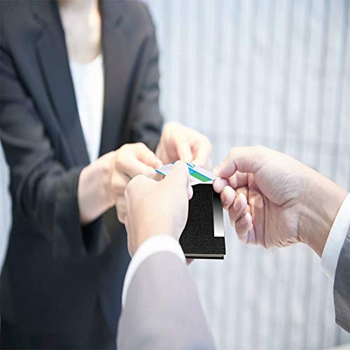 KISSWILL 2 Pack Business Card Holder, PU Leather Business Card Case with Magnetic Shut for Men and Women (Black/Blue)