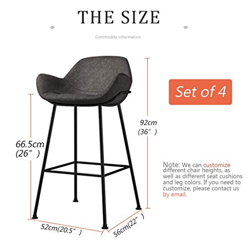 ZHAS Moderner Küchenhocker aus Kunstleder, 26"H, grau, 4er-Set – Bild 3