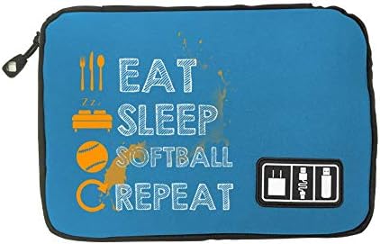 Eat Sleep Softball Repeat Fashion 3D Printing Electronics Accessories Organizer Bag,Portable Tech Gear Phone Accessories Storage Carrying Travel Case Bag, Headphone Earphone Cable Organizer Bag