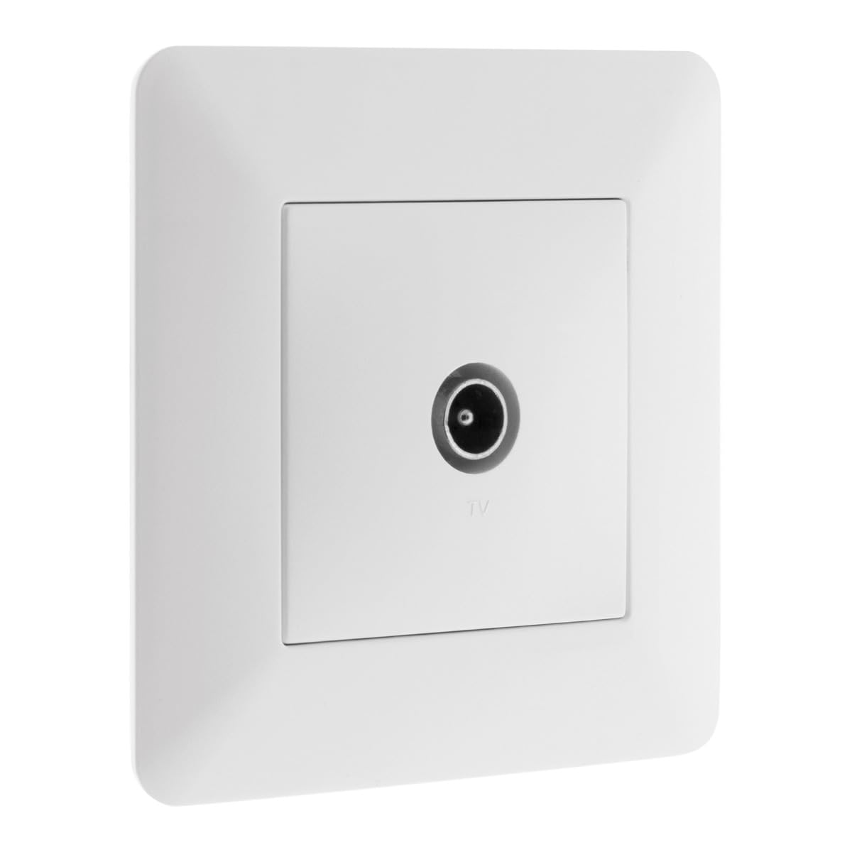 Zenitech - TV Socket Ø9,52 mm - Recessed fixtures - Compact Motor for Easy Cables, Adjustable Front Panel - Recessed Box Compatible - Plate 86 x 86 mm - White — image 1