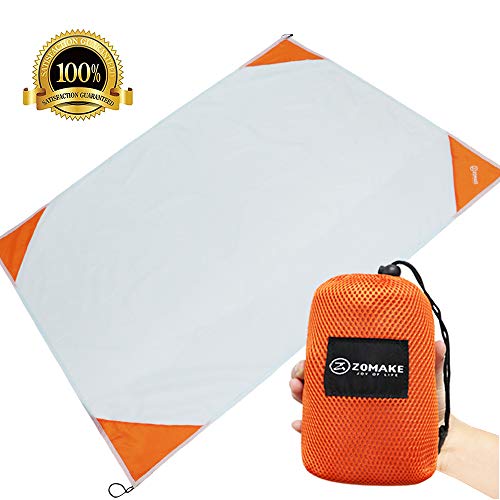 ZOMAKE Compact Beach Blanket Sand Proof and Water Resistant - Beach Mat Sand Free, Pocket Blanket for Outdoor Travel Camping Festival Sports