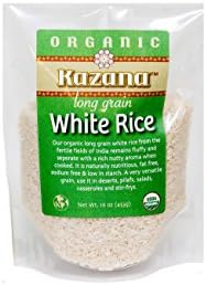 Kazana Long Grain White Rice, 100% USDA Organic, 16oz (453g) (1 pack)