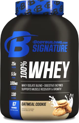 Bodybuilding Signature 100% Whey Protein Powder | 25g of Protein per Serving (Oatmeal Cookie, 5 Lbs)