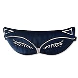 Cute Animal Sleep Eye Mask, Aimell Sexy Fox Cat Double-side Smooth Real Silk Eye Shade with Adjustable Strap (Dark Blue)