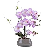 Flower Arrangement with Decorative Vase Full Artificial Orchid Plant with Real Looking (Light Purple)