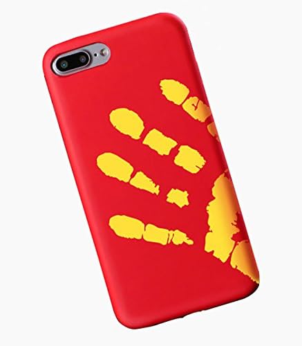 one pcs Thermal Sensor For iphone 7 Plus Phone Case Thermal Induction Hot Gradient Color Soft PU Cover Cases Shell (red)