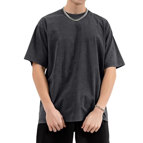 KEEPSHOWING Mens Oversized T Shirts Acid Wash T