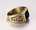 Mealguet Jewelry Stainless Steel Vintage Men's Ring with Agate Gemstone, Gold Plated, Size 12
