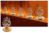 4 Pc Set Lord Ganesha Shape Diwali Shadow Diya. Deepawali Traditional Decorative Diya in Lord Ganesha Shape for Home/Office.Religious Tea Light Candle Holder Stand. Diwali .Indian Gift Items.