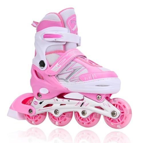 FYHART Adjustable Kids Inline Skates for Girls Boys with All Wheels Illuminating, for Beginner Youth Mens and Womens Roller Skates Blades in Outdoor and Indoor