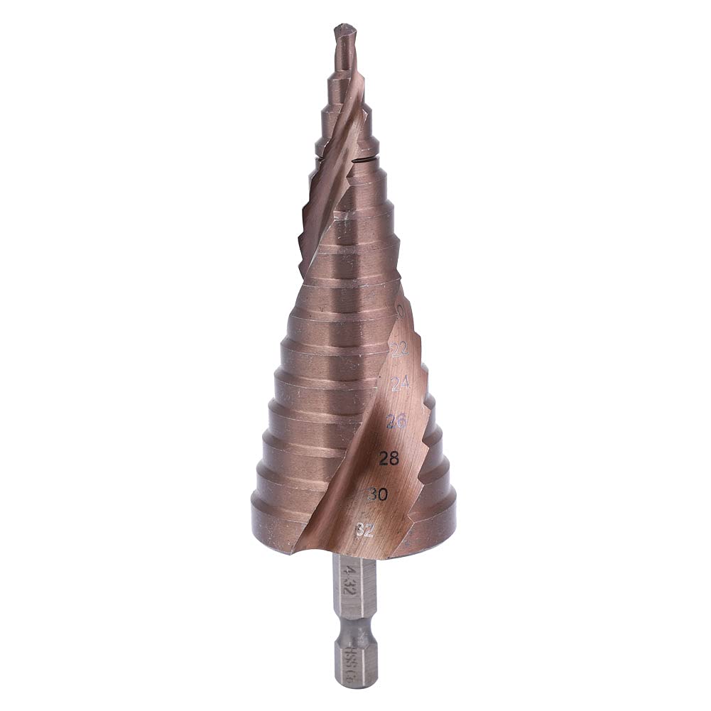 Cobalt Coating Step Drill Bit - Quick Change, High Speed Steel, Hex Shank Hole Punch for Stainless Steel Aluminium Metal Wood(4-32)