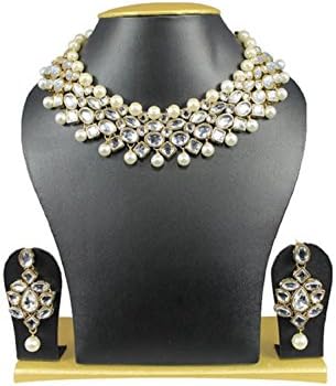 Ddivaa Traditional Ethnic Pearls White Kundan Indian Bollywood Party Wear Jewelry Necklace Set