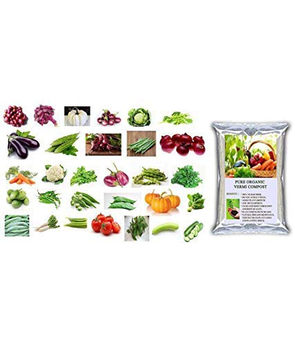 Elamgreen 100% Organic Vermicompost (5kg) Compost manure for plants enriched with organic fertilizer,Free vegetable seeds kit