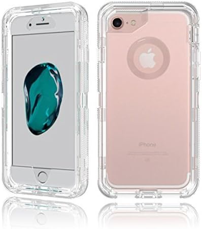 iPhone 8 / iPhone 7 Heavy Duty Clear Transparent Case with Two PC Hard Plastic Interior Case and Shockproof Outer Layer Skin Protection for Apple iPhone 8 and iPhone 7 (Clear)