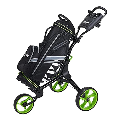 KVV 3 Wheel Foldable/Collapsible Golf Push Cart Ultra Lightweight