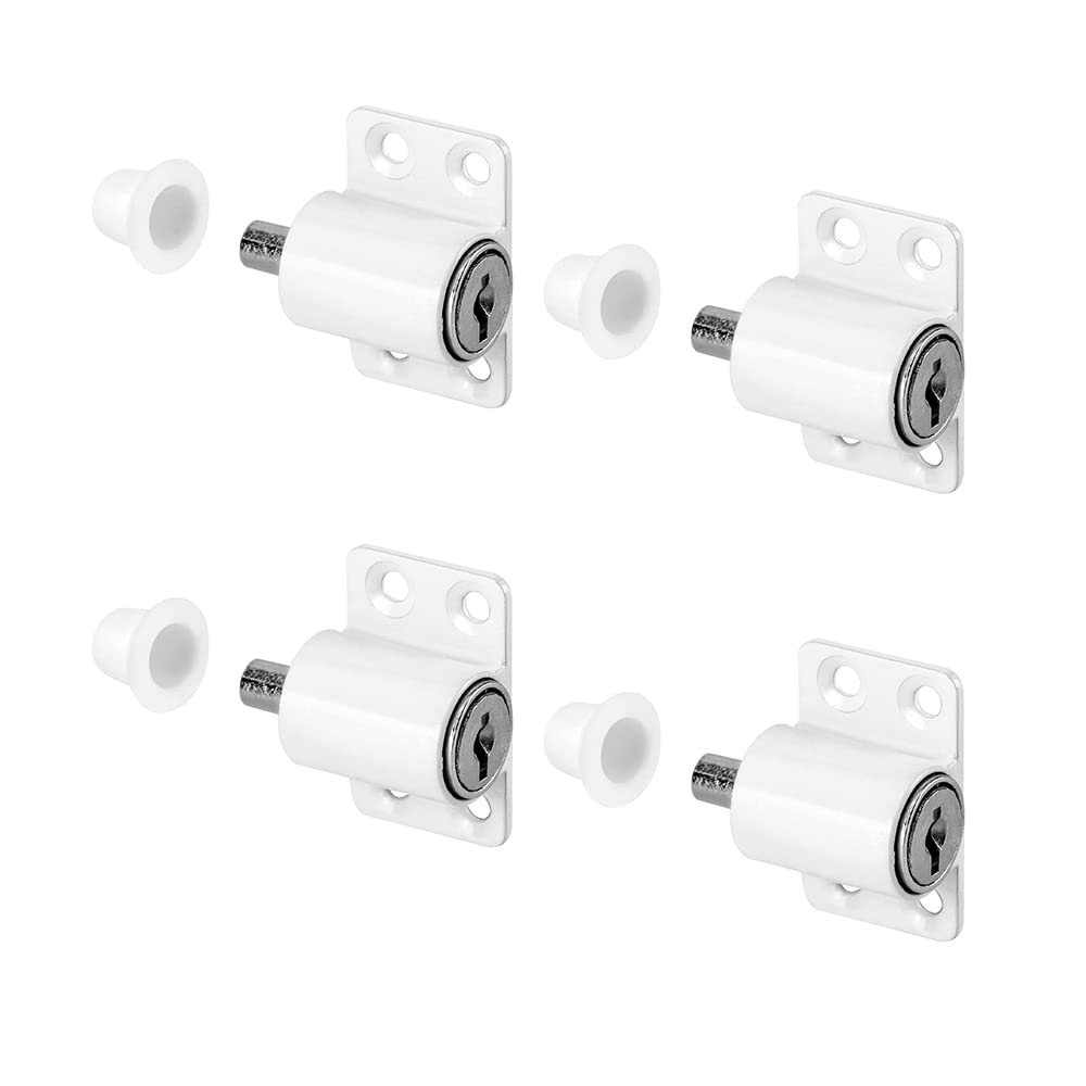 QWORK® 4 Piece Sliding Patio Lock, Patio Door Lock, Patio Door Window Bolt Sliding Universal Locks, for Home and School, White