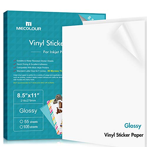 MECOLOUR 55 Sheets Premium Printable Vinyl Sticker Paper For Cricut ...