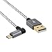 CableCreation 10 Feet Left Angle Micro USB 2.0 Braided Cable, 90 Degree Vertical Left USB 2.0 A Male to Micro USB Male with Aluminium Case,3Meters, Space Gray