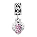LilyJewelry Breast Cancer Awareness Angel Wing Heart Bead Charm For Bracelets