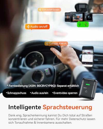 VANTRUE N2X 2.7K+1080P STARVIS 2 Car Camera, Front Interior, Dual HDR Night Vision Camera, Front 2.5K/60FPS, GPS, 5GHz WiFi, Voice & App Control, G-Sensor, Max 512GB