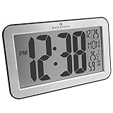 MARATHON CL030033SV Atomic Self-setting Self-adjusting Wall Clock w/ Stand &amp; 8 Timezones - Brushed Silver - Batteries Included (Kitchen)