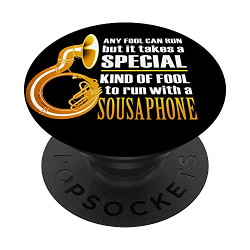 Funny Sousaphone Run Marching Band Humor Proud Sousaphonist PopSockets Adhesive…