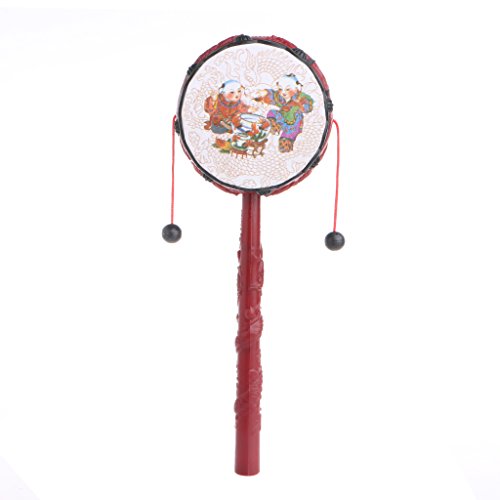 CHONE Kids Cartoon Hand Bell - ABS Chinese Traditional Rattle Drum Spin Toy For Baby