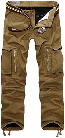 SELX Men Multi-Pocket Fleece Thickened Cargo Straight Leg Pants