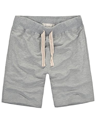 Amy Coulee Men's Waistband Cotton Shorts with Pockets (L, gray)