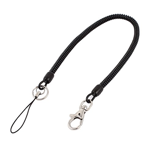 uxcell Metal Lobster Clasp Retracting Coiled Lanyard Keyring Key Holder Keychain 36cm