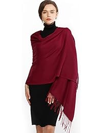 Cashmere Winter Warm Scarf Pashmina Shawl Wrap for Women and Men Burgundy Long Large Soft Scarves