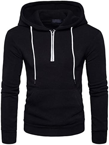 Shubuy Men Blend Pullover Hoodie Basic Hooded Sweatshirt Zipper OutwearHooded Shirts Casual Slim Fit Long Sleeve T Shirt Hoodies (XXL, Black)