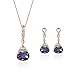 Teniu Fashion Crystal Pendant Necklace Earring Set Rose Gold Jewelry Set For Women Girls