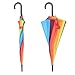 Rainbrace Unisex Rain Umbrella Long-handle Rainbow Fashion, Windproof Umbrella Arc 46-Inch with 10 Ribs