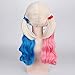 Genenric Wavy Curly Cosplay Wigs with Long Ponytail and Cap - Pink / Blue