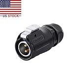 CNLINKO 2 Pin Power Industrial Circular Connector, Male Plug, Fit Furrion RV Solar Port, Outdoor Waterproof IP67, AC DC Signal, Fit Furrion, Grand Design, Forrest River RV Solar Ports