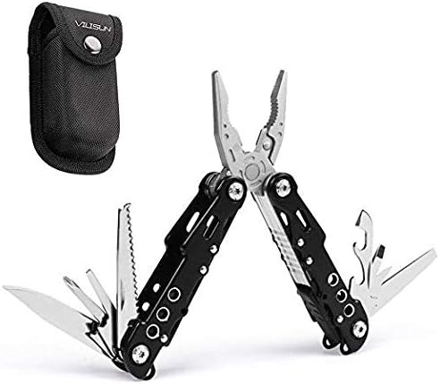 Virtue Retail 15 in 1 Multi Tool Pliers Black Wire Cutter Screwdriver Knife Blade can Opener File