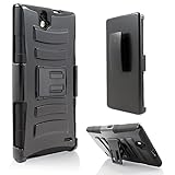 ZTE Grand X Max Case, StarShop? ZTE Grand X Max Z787 (Cricket 2014) Dual Layer Holster Case with Kickstand and Locking Belt Swivel Clip Black