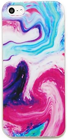iPhone SE Case, CaseCarnival Red Blue Watercolor Slim Thin TPU Clear Marble Print Case for iPhone 5 / 5S and SE (Red Blue)