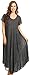 Sakkas 15802 - Lila Freckled Dyed Cap Sleeve Scoopneck Long Caftan Dress/Cover up - Black - OS
