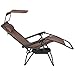 Best Choice Products Folding Zero Gravity Outdoor Recliner Patio Lounge Chair w/Adjustable Canopy Shade, Headrest, Side Accessory Tray, Textilene Mesh - Brown