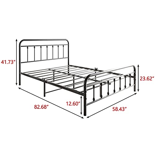 Elegant Home Products Vintage Queen Size Bed Frame with Headboard and