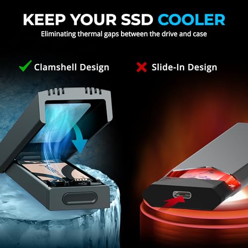 SABRENT USB C NVMe Enclosure & Reader, Tool-Free M.2 PCIe SSD Case for 2230-2280, 10Gbps USB 3.2 Gen 2 Adapter, Aluminum Cooling, External M.2 NVMe Drive Enclosure (EC-PNVO)