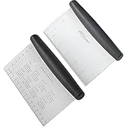 Bench Scraper &amp; Chopper,Stainless Steel Blade Knife,Pastry Cutter for Pasta Dough Bread Cake Baking,Multi-purpose Kitchen Tool with Scale Ruler- Set of 2 Pack